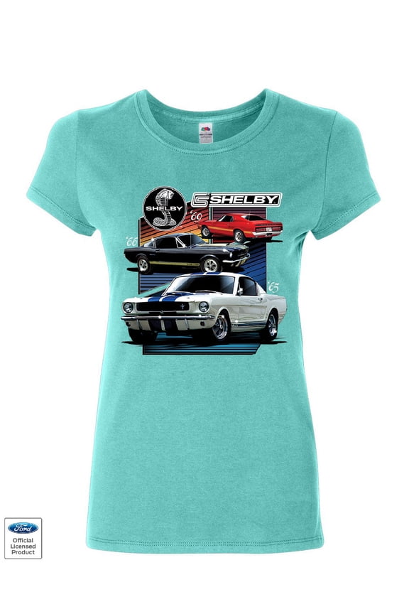 Ford Mustang Shelby GT350 GT500 Women's T-Shirt American Muscle Cars Shirt, Light Blue, Large