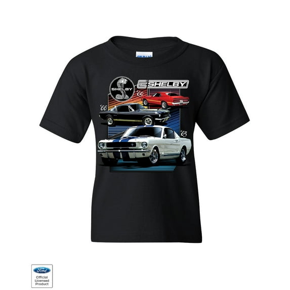 Tee Hunt Ford Mustang Shelby GT350 GT500 Youth T-Shirt American Muscle Cars Kids Tee, Black, X-Large