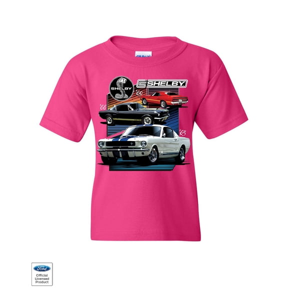 Tee Hunt Ford Mustang Shelby GT350 GT500 Youth T-Shirt American Muscle Cars Kids Tee, Pink, Medium