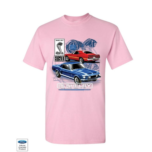 Tee Hunt Ford Mustang Shelby GT500 T-Shirt American Classic Shelby Cobra Mens Shirt, Light Pink, Small