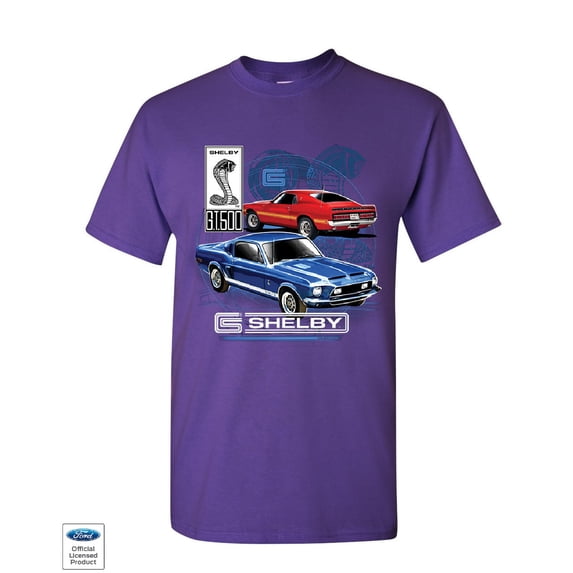 Tee Hunt Ford Mustang Shelby GT500 T-Shirt American Classic Shelby Cobra Mens Shirt, Purple, 5X-Large