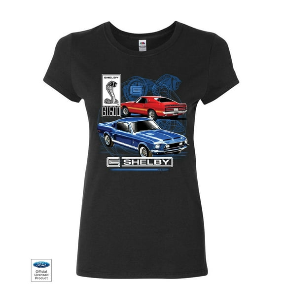 Tee Hunt Ford Mustang Shelby GT500 Women's T-Shirt American Classic Shelby Cobra Shirt, Black, Large