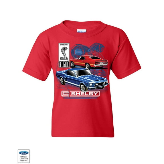 Tee Hunt Ford Mustang Shelby GT500 Youth T-Shirt American Classic Shelby Cobra Kids Tee, Red, X-Large