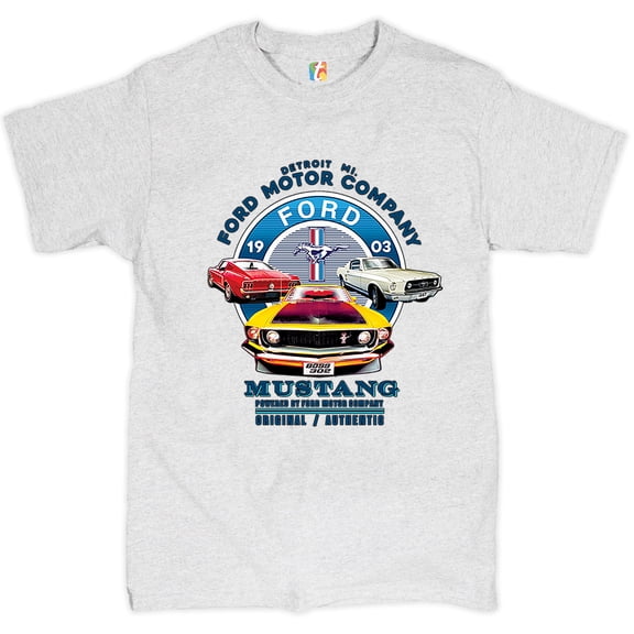 Tee Hunt Ford Mustang T-Shirt Detroit Mi. 1903 Ford Motor Company Licensed Men's Tee, Ash Gray, 5X-Large