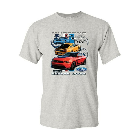 Tee Hunt Ford Mustang The Legend Lives T-Shirt Shelby Raptor Boss 302 Sweatshirt, Ash Gray, 5X-Large