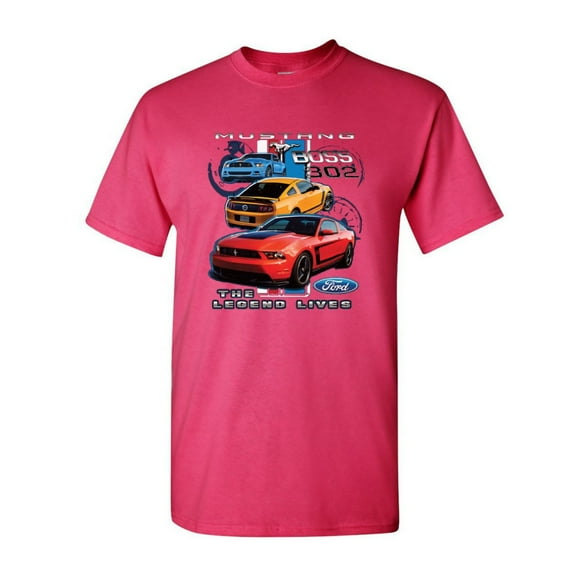 Tee Hunt Ford Mustang The Legend Lives T-Shirt Shelby Raptor Boss 302 Sweatshirt, Hot Pink, X-Large