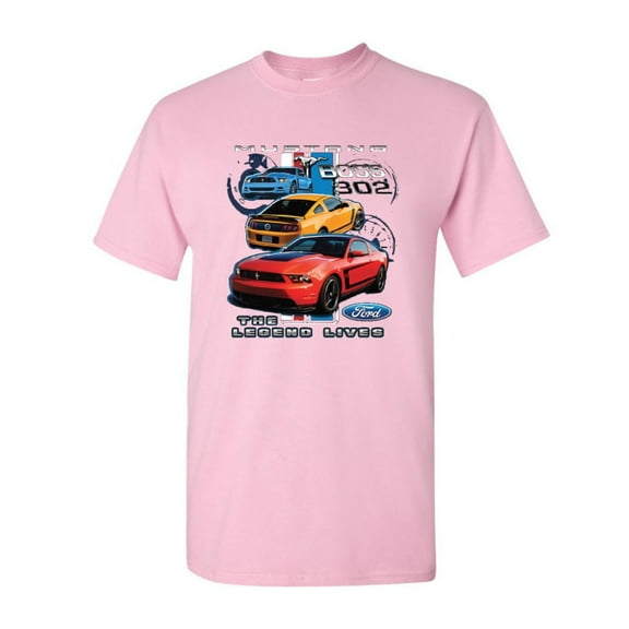 Tee Hunt Ford Mustang The Legend Lives T-Shirt Shelby Raptor Boss 302 Sweatshirt, Light Pink, Large