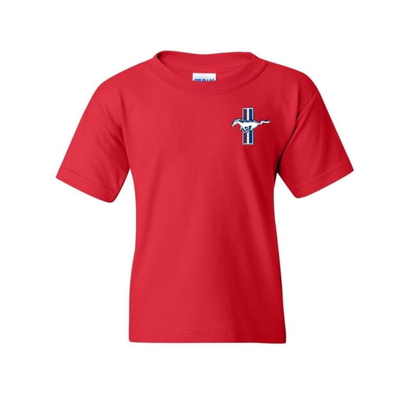 Tee Hunt Ford Mustang The Legend Lives Youth T-Shirt Classic Muscle Cars Kids, Red, Large