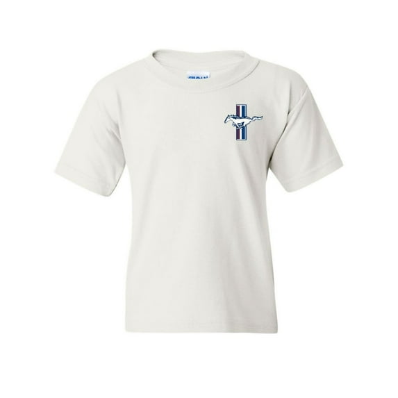 Tee Hunt Ford Mustang The Legend Lives Youth T-Shirt Classic Muscle Cars Kids, White, Small