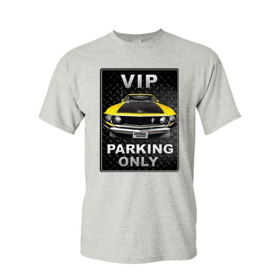 Tee Hunt Ford Mustang VIP Parking Only T-Shirt Boss 302 Muscle Car Mens Shirt, Ash Gray, 4X-Large