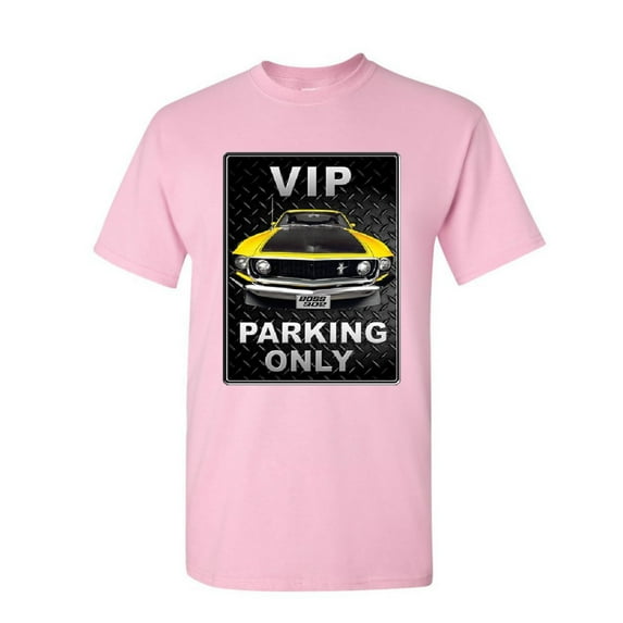 Tee Hunt Ford Mustang VIP Parking Only T-Shirt Boss 302 Muscle Car Mens Shirt, Light Pink, Large