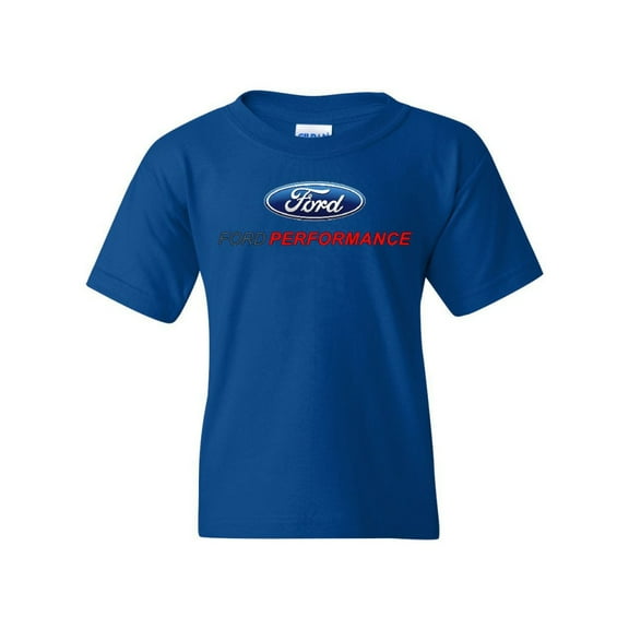 Tee Hunt Ford Performance Youth T-Shirt Ford Mustang GT ST Racing Tee, Blue, Medium