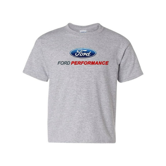 Tee Hunt Ford Performance Youth T-Shirt Ford Mustang GT ST Racing Tee, Gray, Small