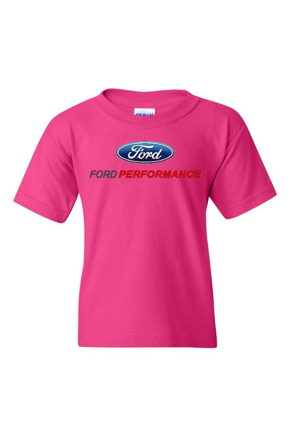 Ford Performance Youth T-Shirt Ford Mustang GT ST Racing Tee, Pink, Large