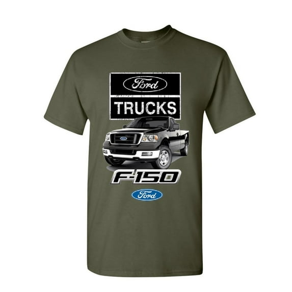 Tee Hunt Ford Pickup Trucks F-150 T-Shirt Offroad Country Built Tough 4X4 Mens Shirt, Military Green, 5X-Large