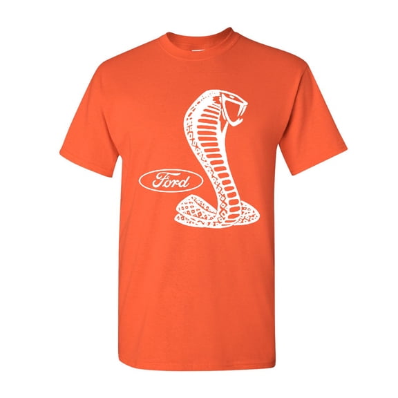 Tee Hunt Ford Shelby T-Shirt Ford Performance Muscle Car Racing Shirt, Orange, Small