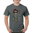 thumbnail image 1 of Tee Hunt Frida Kahlo Sugar Skull T-Shirt Calavera Day of The Dead Men's Tee, Charcoal, XX-Large, 1 of 5