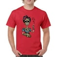 thumbnail image 1 of Tee Hunt Frida Kahlo Sugar Skull T-Shirt Calavera Day of The Dead Men's Tee, Red, Large, 1 of 5