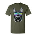 thumbnail image 1 of Tee Hunt Funny DJ Cat T-Shirt Music Kitten Headphones and Glasses Shirt, Military Green, Medium, 1 of 5