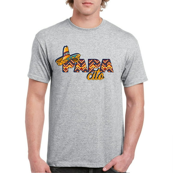 Tee Hunt Funny Papacito Cinco De Mayo T-Shirt Mexican May 5 Sombrero Men's Tee, Gray, Large