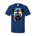 thumbnail image 1 of Tee Hunt Funny Pug DJ in Sunglasses and Headphones T-Shirt Neon Music Shirt, Blue, X-Large, 1 of 5