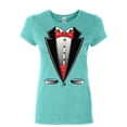 thumbnail image 1 of Tee Hunt Funny Tuxedo Bow Tie Cotton T-Shirt Tux Wedding Party, Light Blue, 3X-Large, 1 of 5