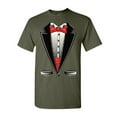 thumbnail image 1 of Tee Hunt Funny Tuxedo Bow Tie T-Shirt Tux Wedding Party Shirt, Military Green, Medium, 1 of 5