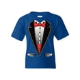 thumbnail image 1 of Tee Hunt Funny Tuxedo Bow Tie Youth T-Shirt Tux Wedding Party Tee, Blue, Medium, 1 of 5