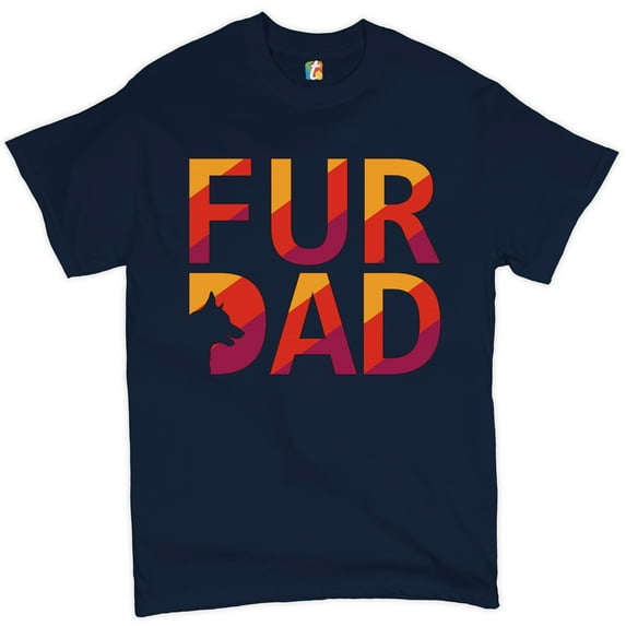 Tee Hunt Fur Dad T-Shirt Father's Day Dog Lover Men's Tee, Navy Blue, X-Large