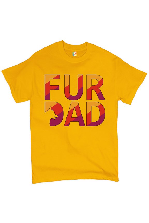 Fur Dad T-Shirt Father's Day Dog Lover Men's Tee, Yellow, X-Large