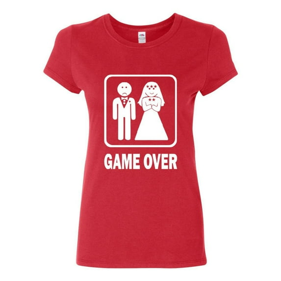 Tee Hunt Game Over Funny Cotton T-Shirt Groom And Bride Wedding, Red, X-Large