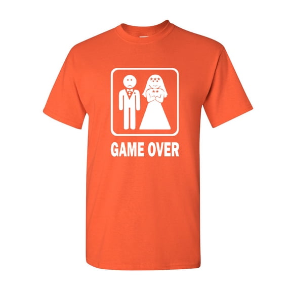 Tee Hunt Game Over Funny T-Shirt Wedding Marriage Groom Bride Humor Men's Novelty Shirt, Orange, X-Large