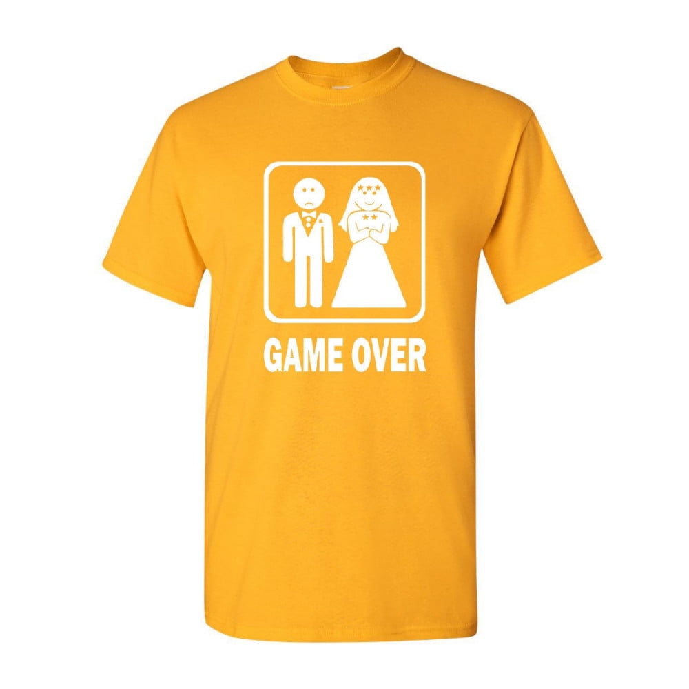 T-shirt Humoristique Game Over - 'Straight Even Sex Marriage' - Vert - Taille M