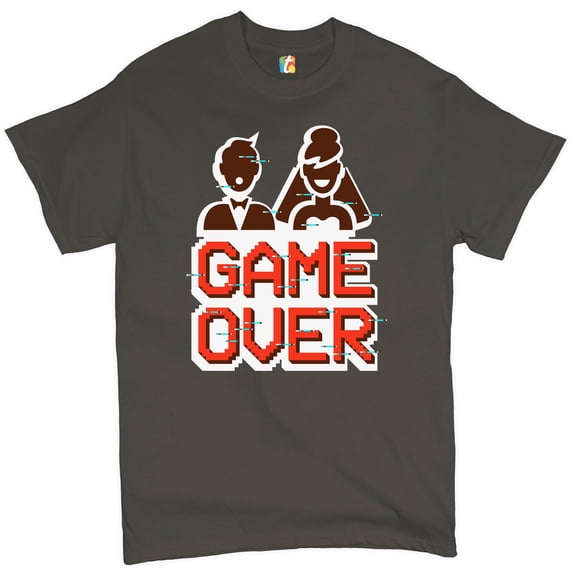 Tee Hunt Game Over T-Shirt Funny for Men Marriage Wedding Men's Tee, Charcoal, X-Large