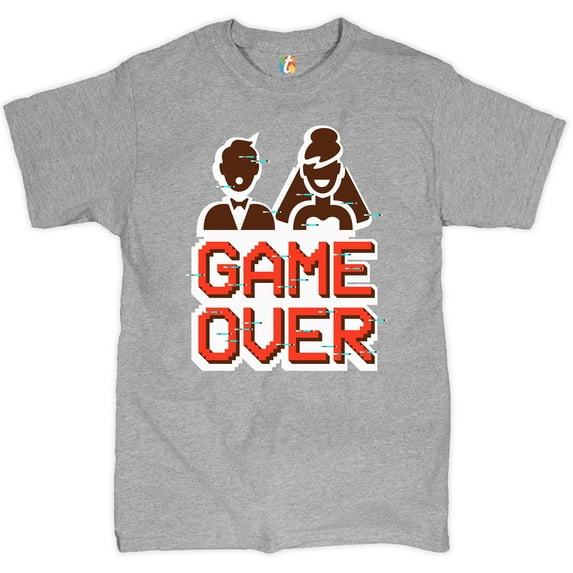 Tee Hunt Game Over T-Shirt Funny for Men Marriage Wedding Men's Tee, Gray, 5X-Large