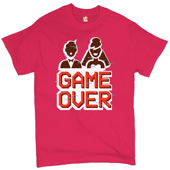 Tee Hunt Game Over T-Shirt Funny for Men Marriage Wedding Men's Tee, Hot Pink, 3X-Large