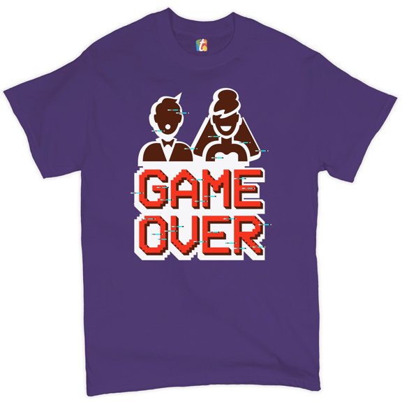 Tee Hunt Game Over T-Shirt Funny for Men Marriage Wedding Men's Tee, Purple, Small