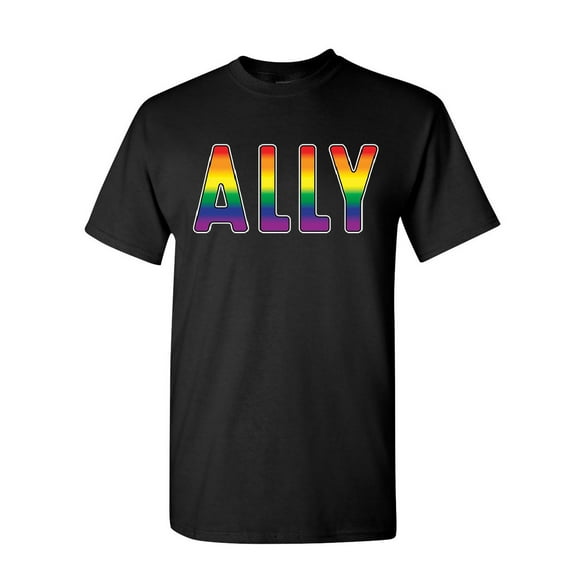 Tee Hunt Gay Pride Ally T-Shirt LGBT Gay Love Same Sex Marriage Rainbow Mens Shirt, Black, XX-Large
