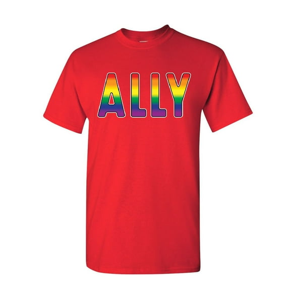 Tee Hunt Gay Pride Ally T-Shirt LGBT Gay Love Same Sex Marriage Rainbow Mens Shirt, Red, Small