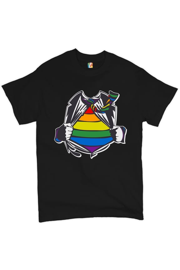 Gay Superhero Parody T-shirt Lesbian Bi Transgender Pride Rainbow Men's Tee
