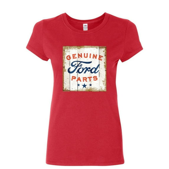 Tee Hunt Genuine Ford Parts Old Sign Cotton T-Shirt Licensed Ford Truck, Red, Large