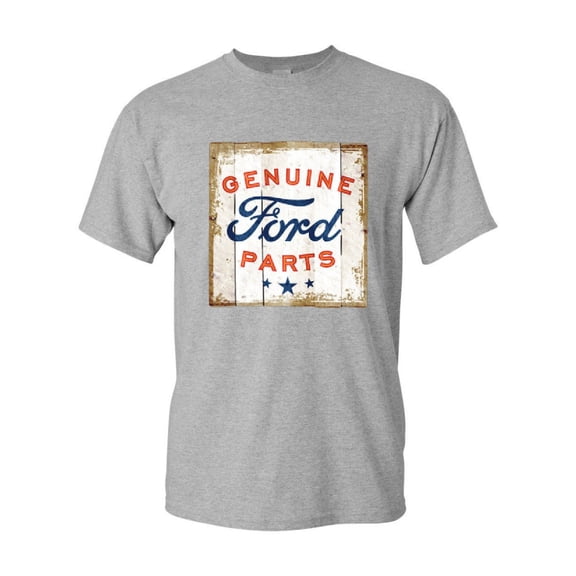 Tee Hunt Genuine Ford Parts Old Sign T-Shirt Licensed Ford Truck Shirt, Gray, Large