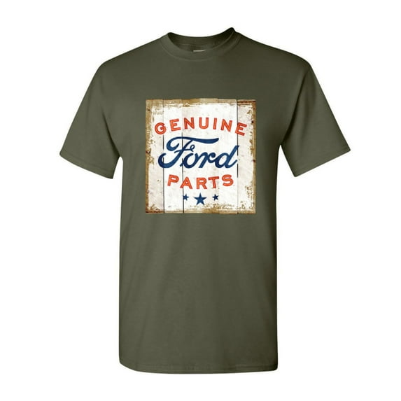 Tee Hunt Genuine Ford Parts Old Sign T-Shirt Licensed Ford Truck Shirt, Military Green, 3X-Large