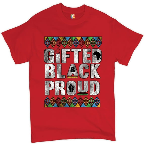 Tee Hunt Gifted & Proud T-Shirt African American Lives Matter Men's Tee, Red, Medium