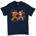 thumbnail image 1 of Tee Hunt Gingerbread Man and Santa Claus Dab Dance T-shirt Merry Christmas Men's Tee, Navy Blue, XX-Large, 1 of 5