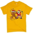 thumbnail image 1 of Tee Hunt Gingerbread Man and Santa Claus Dab Dance T-shirt Merry Christmas Men's Tee, Yellow, Medium, 1 of 5