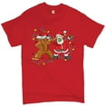 thumbnail image 1 of Tee Hunt Gingerbread Man and Santa Claus Dab Dance T-shirt Merry Christmas Men's Tee, 1 of 5