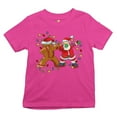 thumbnail image 1 of Tee Hunt Gingerbread Man and Santa Claus Dab Dance Youth T-Shirt Merry Christmas Kids, Pink, X-Large, 1 of 5
