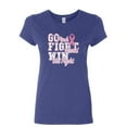 thumbnail image 1 of Tee Hunt Go Fight Hard Win The Fight Women's T-Shirt Ribbon Cancer Cure Shirt, Blue, Large, 1 of 5