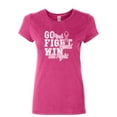 thumbnail image 1 of Tee Hunt Go Fight Hard Win The Fight Women's T-Shirt Ribbon Cancer Cure Shirt, Pink, Large, 1 of 5